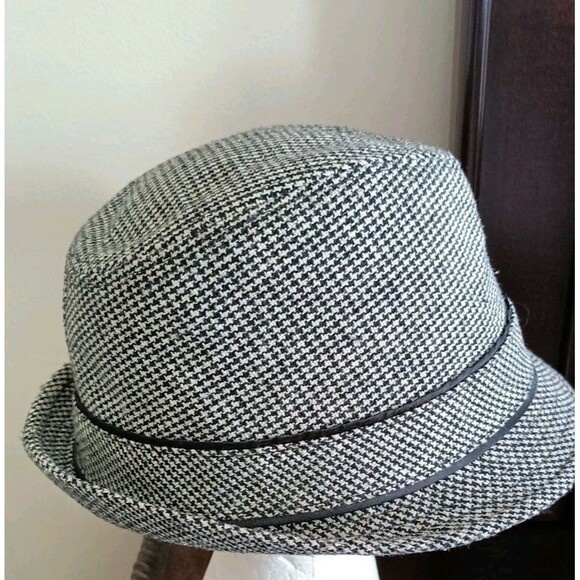 Penguin BY Munsingwear Fedora Hat Men's M/L Tweed Grey Cap Wool Blend Plaid - Picture 3 of 8